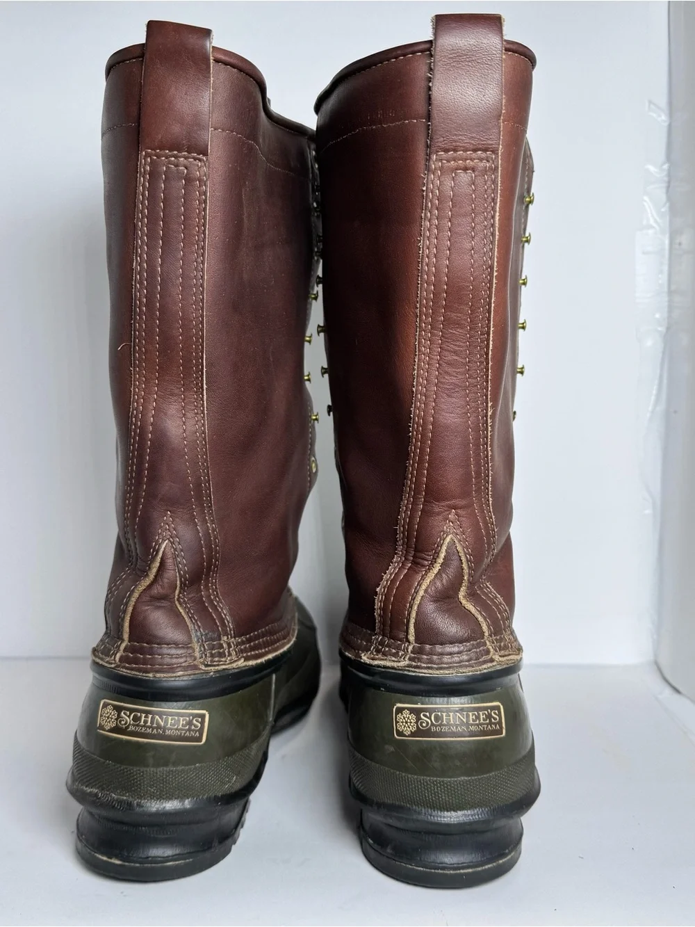 Vintage 90’s Schnee’s Hunter Pac Boots Men 10 Made USA Leather Insulated Hunting